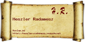 Heszler Radamesz névjegykártya